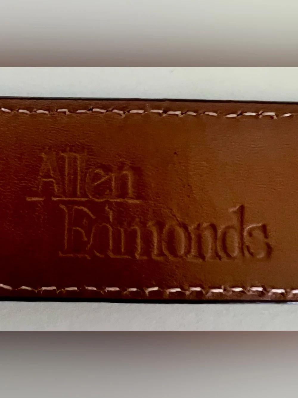 Allen Edmonds Exotic Teju Lizard Men’s Belt, Size 36, Brown, Gold Brass Buckle